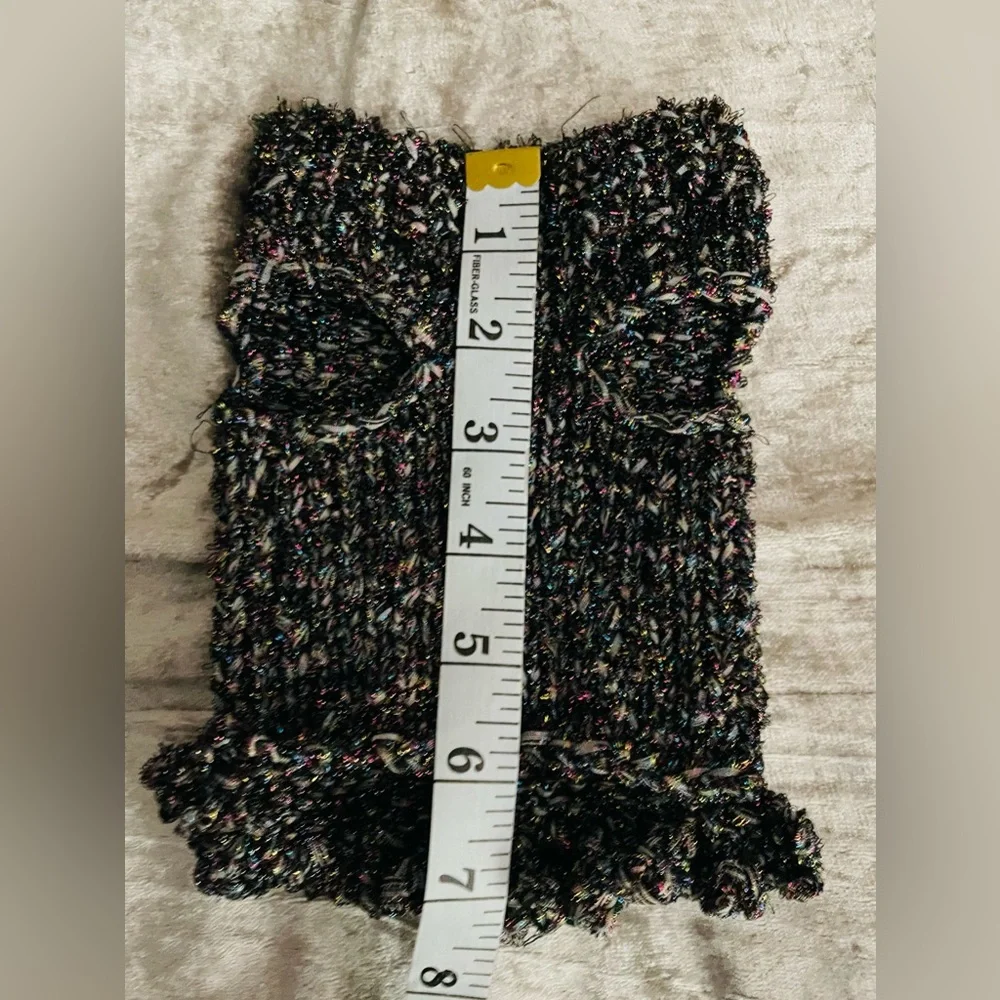 Black Multicolor Metallic Hand-Knit Dog Sweater Dress XS-S New